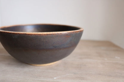 KJ Pottery Bowl Brown Metal / Glazed Rim Cereal Bowl
