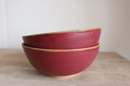KJ Pottery Bowl Ruby / Glazed Rim Cereal Bowl