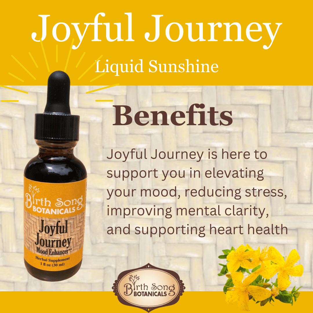 Birth Song Botanicals Co. Tinctures Joyful Journey Herbal Tincture – Botanical Blend with St. John’s Wort, Hawthorn &amp; Lemon Balm (1 oz)