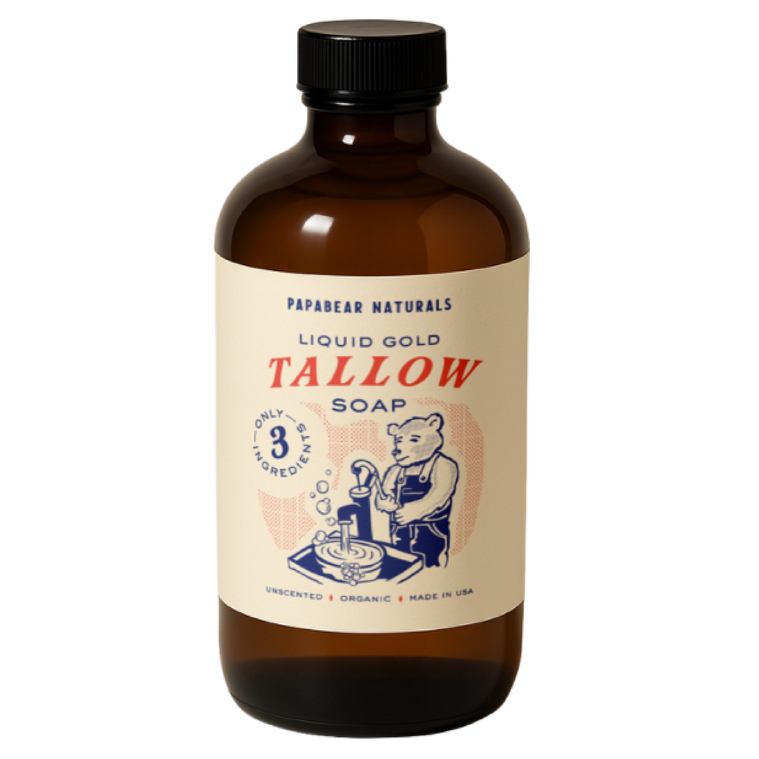 PapaBear Naturals Unscented Papabear  Liquid Gold Tallow Soap 16 oz