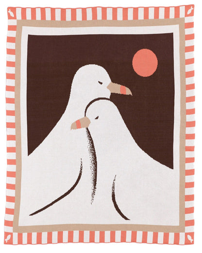 Biquette Throw Blanket Dusk in Egyptian Cotton Lovebirds - Throw Blanket