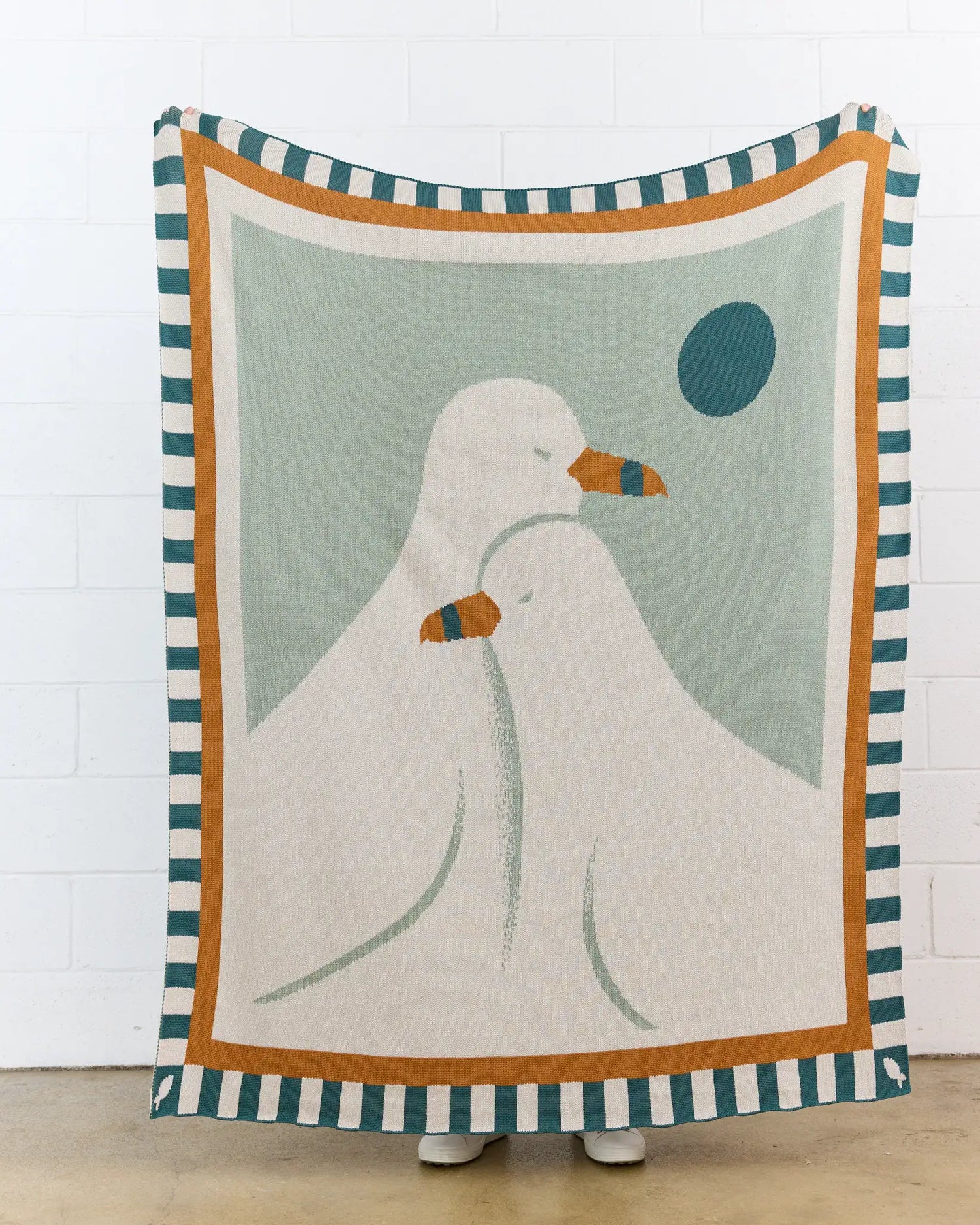 Biquette Throw Blanket Sunset in Egyptian Cotton Lovebirds - Throw Blanket