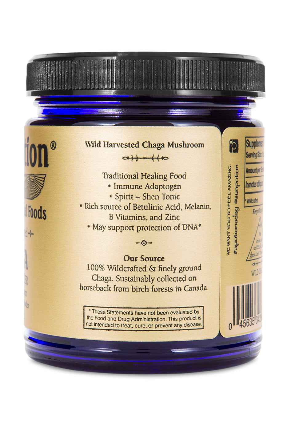 Sun Potion Adaptogen 70g Jar Chaga Mushroom Powder (Wildcrafted)