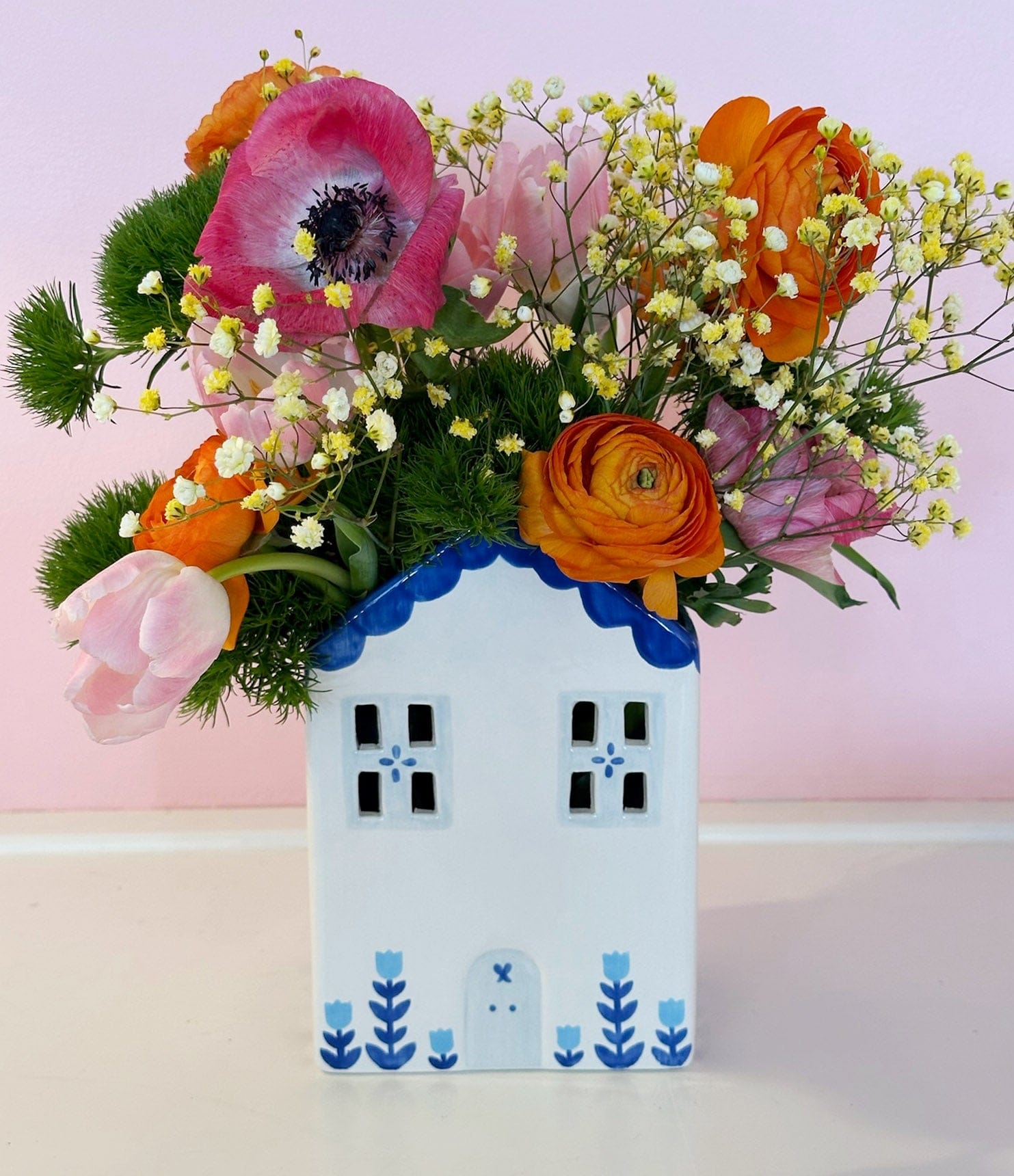 Ruby Clay Company Tulip Fever Scalloped House Vase/Container
