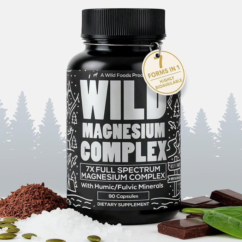 Wild Foods Supplements 1x - 90 caps (1 Month Supply) Magnesium Complex | 7-in-1 Complete Spectrum Formula