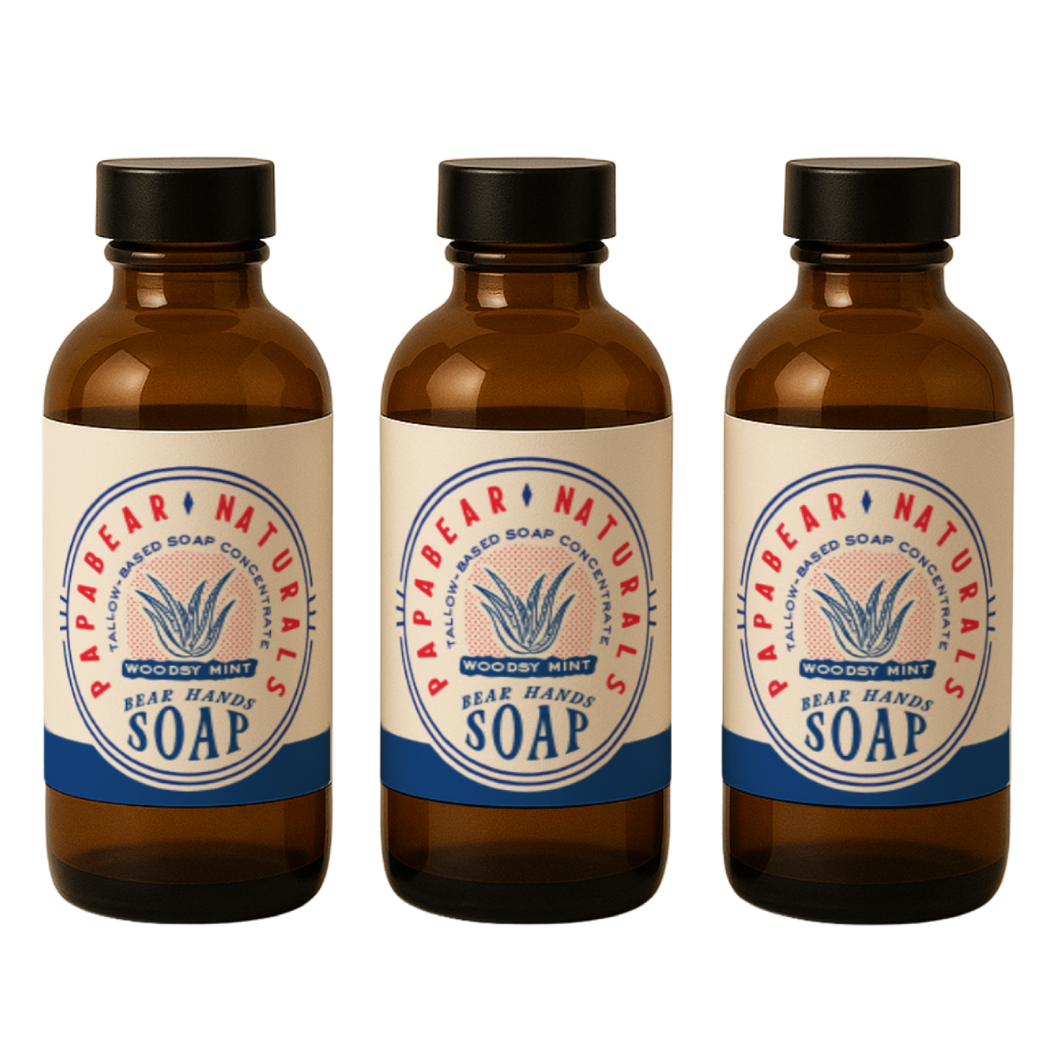 PapaBear Naturals Woodzy Mint / None Bear Hands Soap - 1 oz (3 Pack)