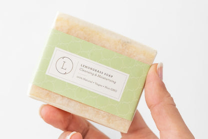 Lizush NATURAL SOAP BAR 2 x Lemongrass Natural Soap Bar, Handmade Body Soap Gift