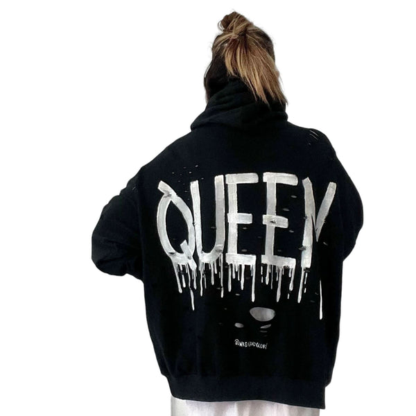 Wren + Glory sweatshirts One Size Wren + Glory 'Queen' Painted Hoodie