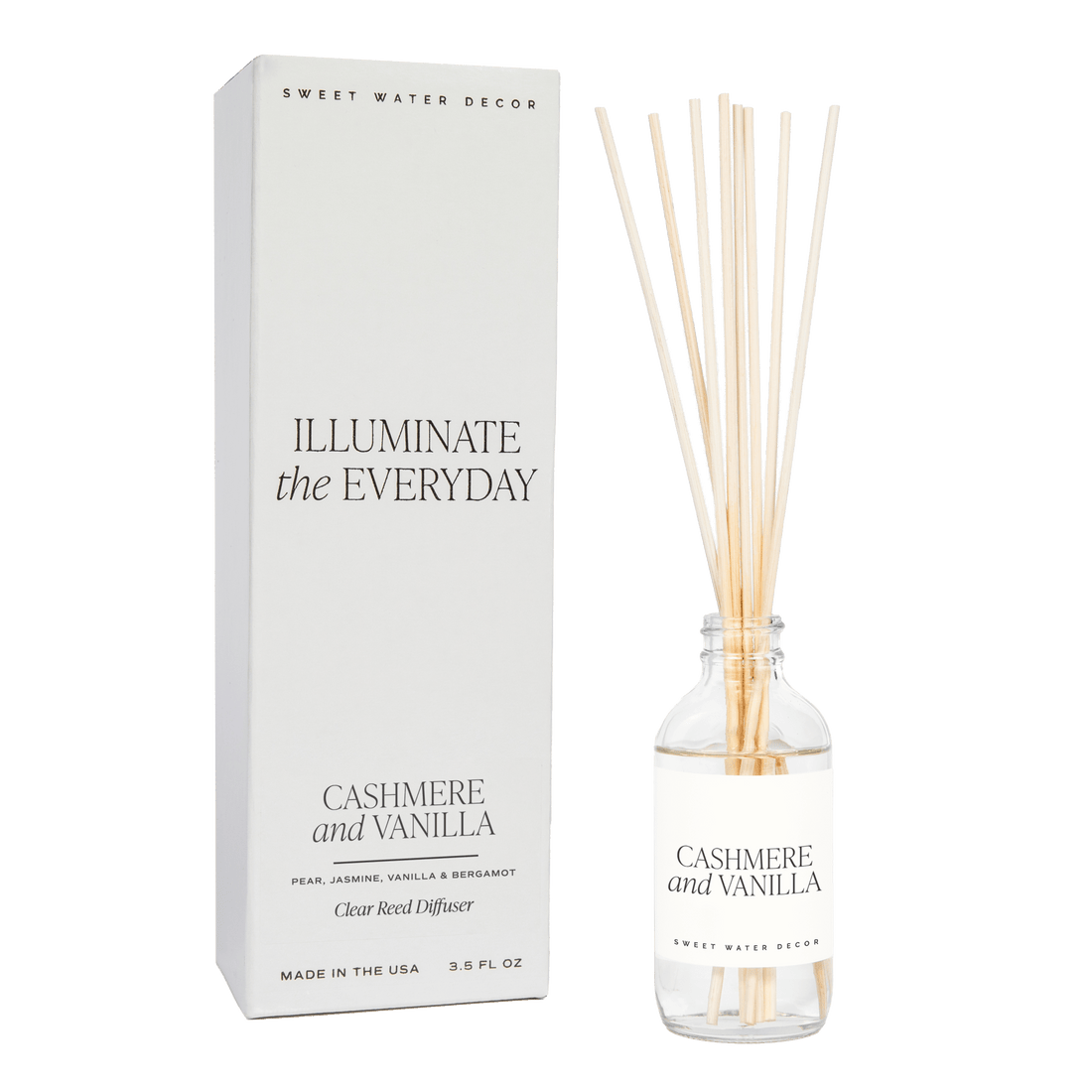 Sweet Water Decor Reed Diffusers Cashmere and Vanilla Clear Reed Diffuser