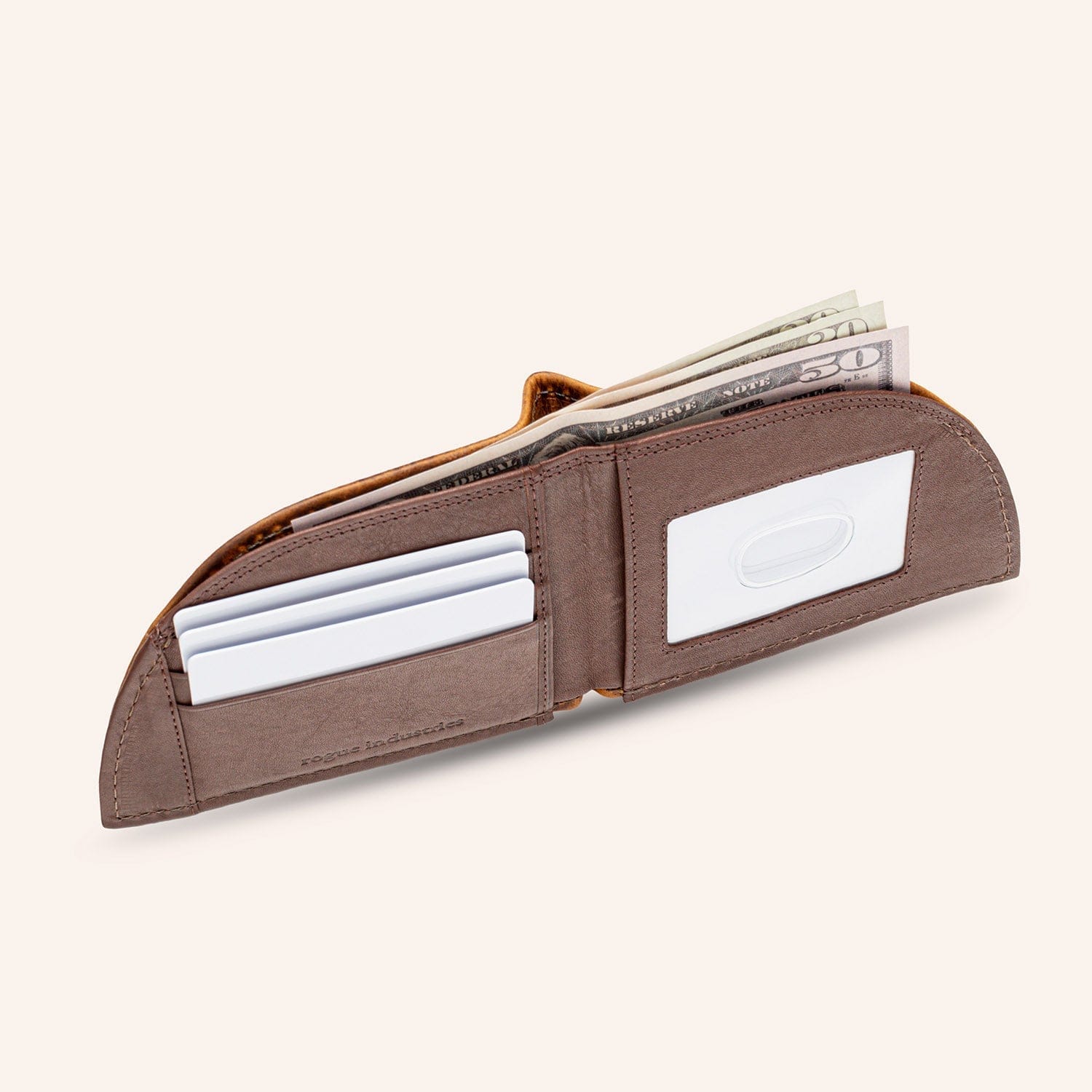 Rogue Industries Wallet 3 Card Slots w ID Window - Bourbon Rogue Front Pocket Wallet - Classic Made in Maine Edition