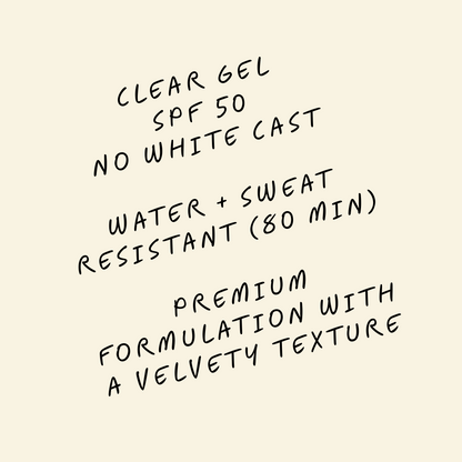 Text listing product features on a cream background: &