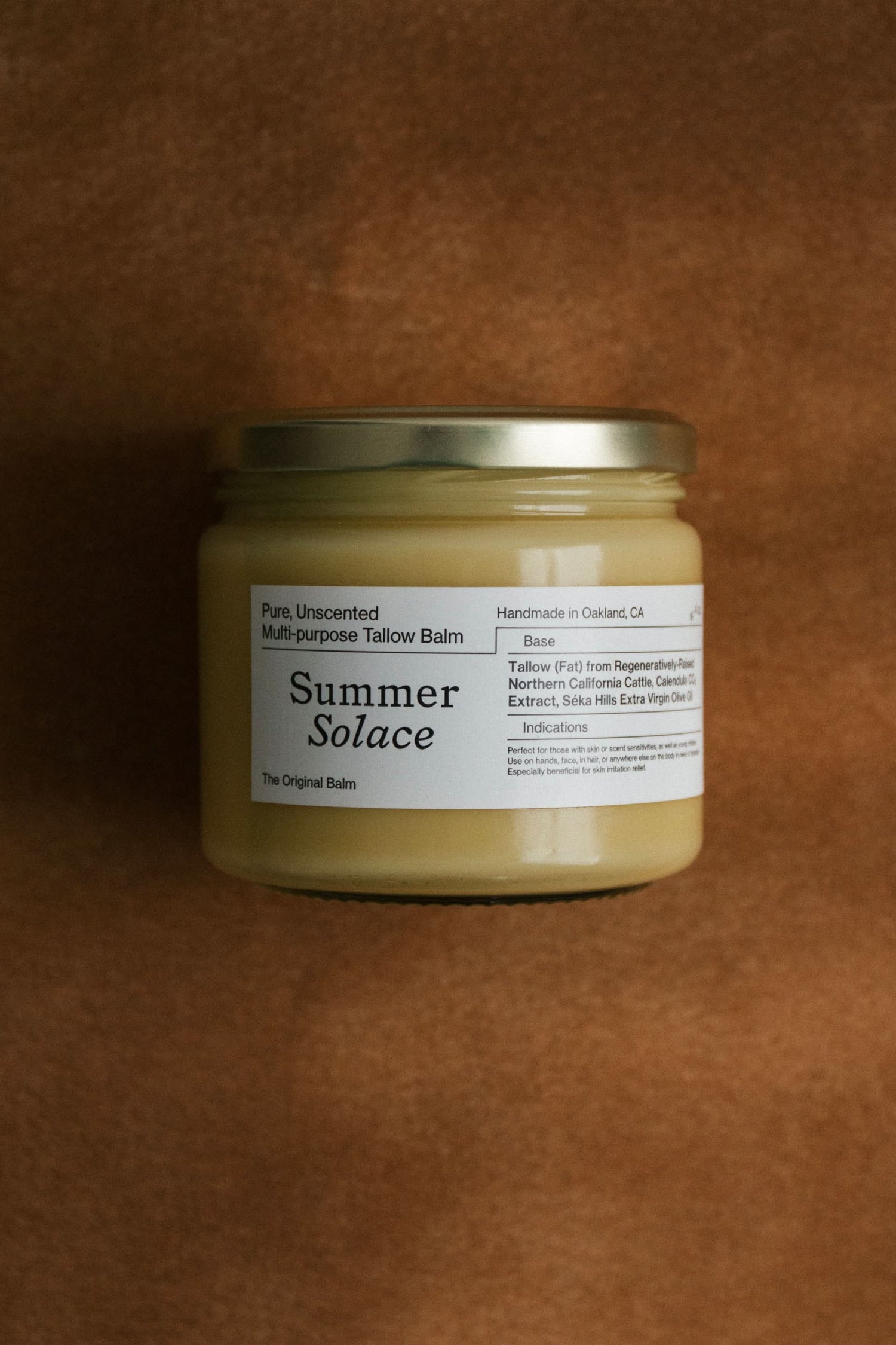 Summer Solace Tallow Tallow Balm Family Size Bulk 11.5 oz in Clear Glass Jar (Best Value) Pure Unscented – Tallow Balm | Sensitive Skin