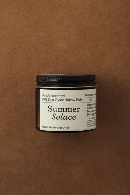 Summer Solace Tallow SPF 60 mL 23% Non-Nano Zinc Tallow Balm | Pure Unscented