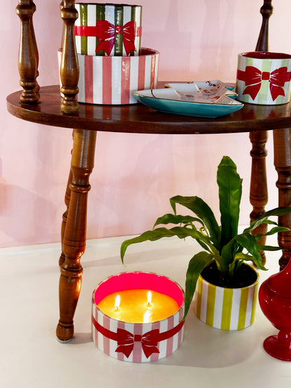 Ruby Clay Company Big Top Stripes Handpoured Candle &amp; Vase
