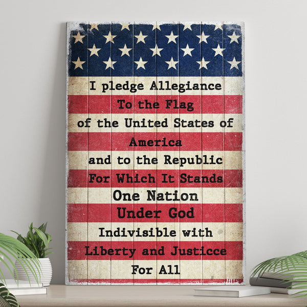 Tailored Canvases Canvas '18"x12"' inch Medium Premium Gallery Wrapped America Pledge Allegiance Sign