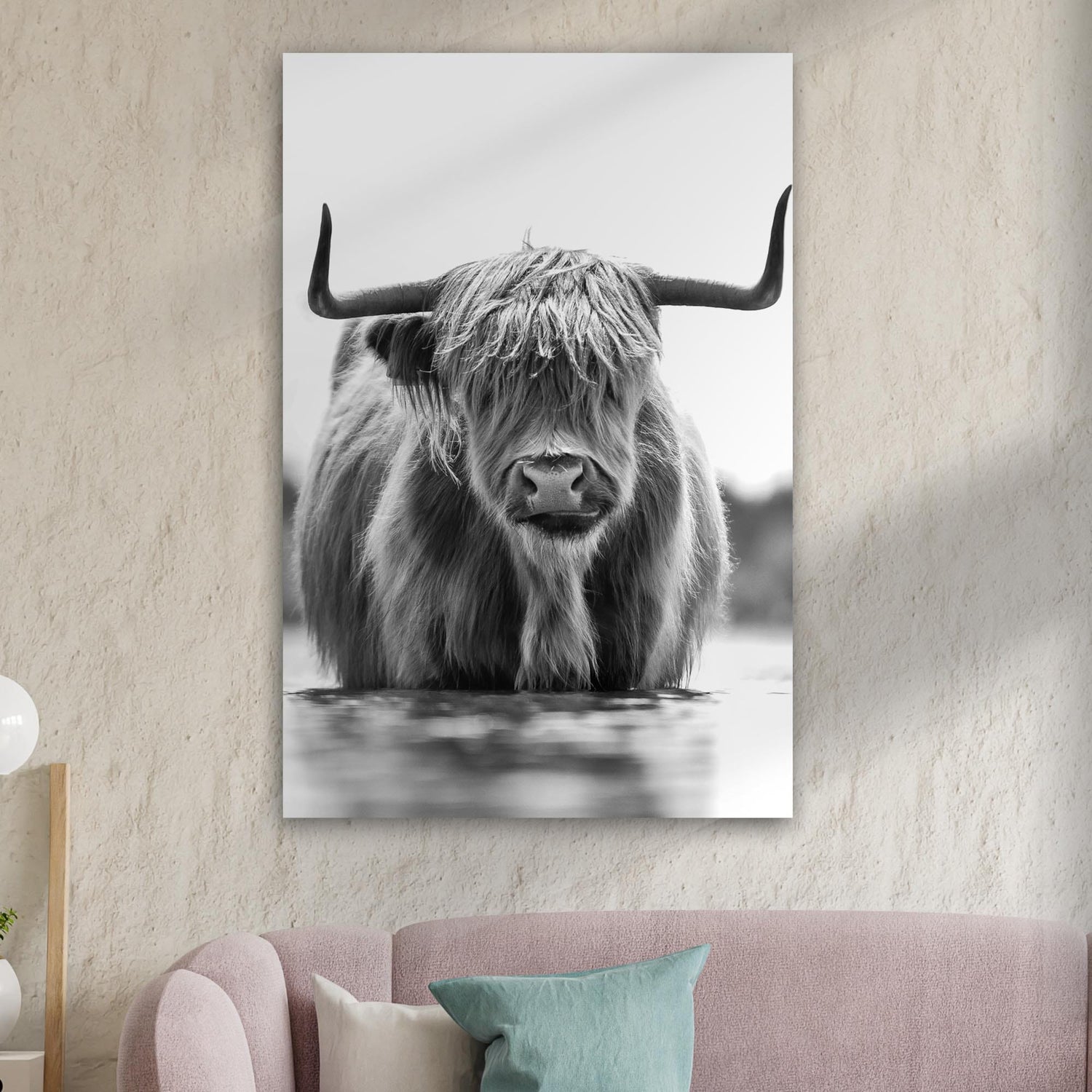 Tailored Canvases Canvas Grayscale Highland Cow Portrait Canvas Wall Art