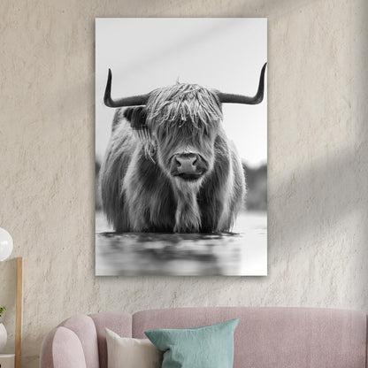 Tailored Canvases Canvas Grayscale Highland Cow Portrait Canvas Wall Art