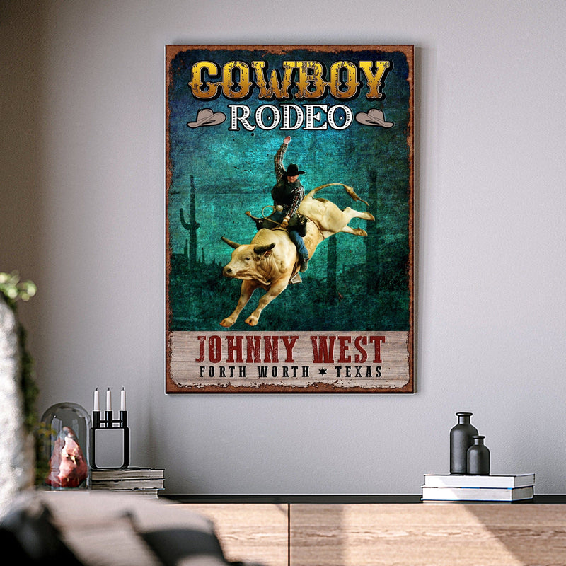 Tailored Canvases Canvas '18"x12"' inch Medium Premium Gallery Wrapped Cowboy Rodeo Show Sign