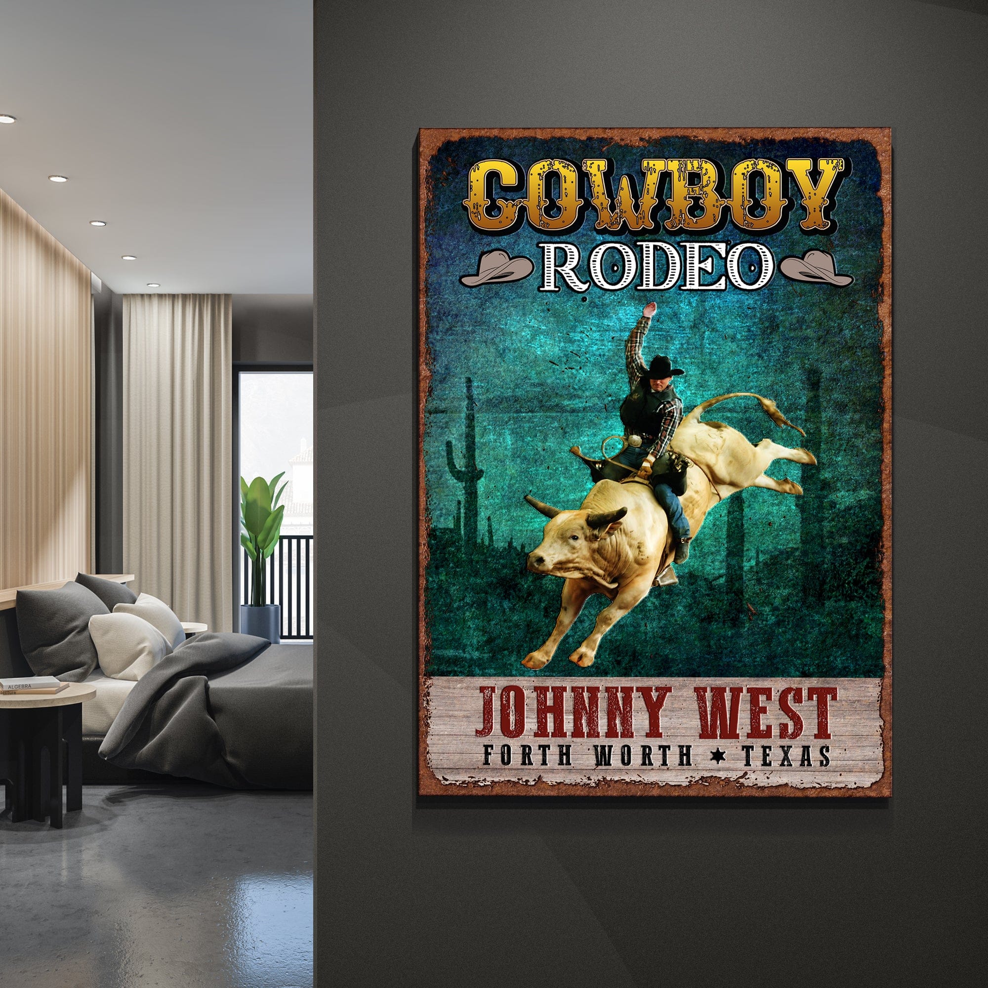 Tailored Canvases Canvas Cowboy Rodeo Show Sign