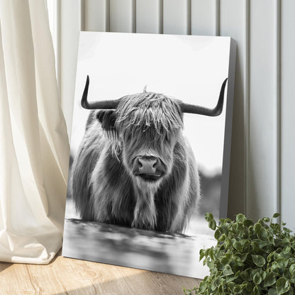 Tailored Canvases Canvas Grayscale Highland Cow Portrait Canvas Wall Art
