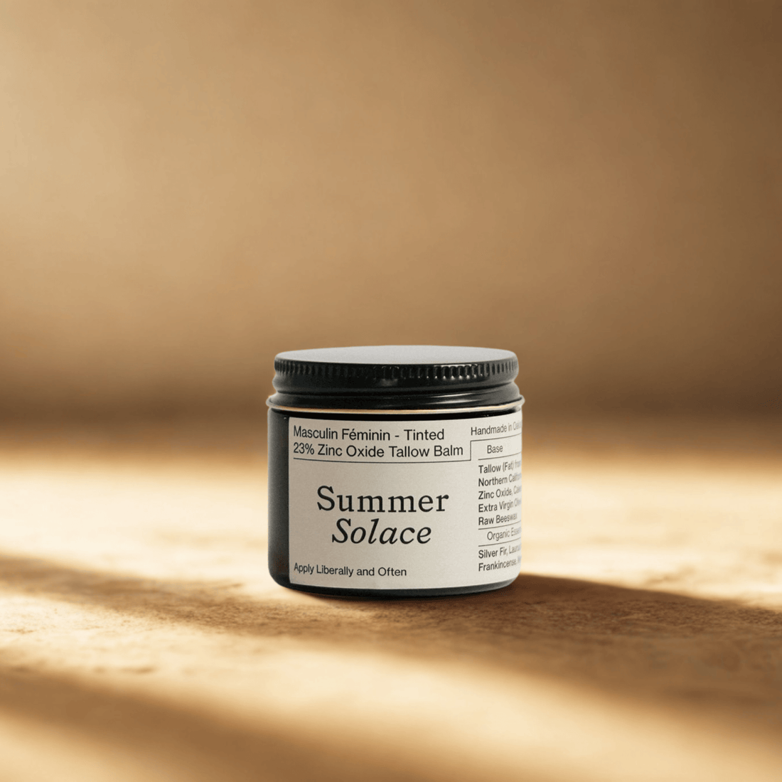 Summer Solace Tallow SPF 23% Non-Nano Zinc Tinted Tallow Balm | Tinted and Scented