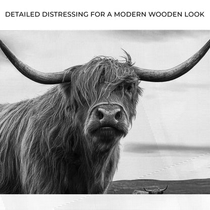 Tailored Canvases Canvas Highland Cow Black And White Portrait Canvas Wall Art