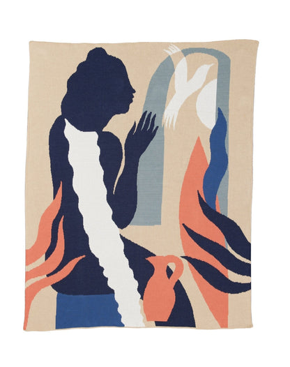 Biquette Throw Blanket Wheat in Egyptian Cotton Zora Throw Blanket