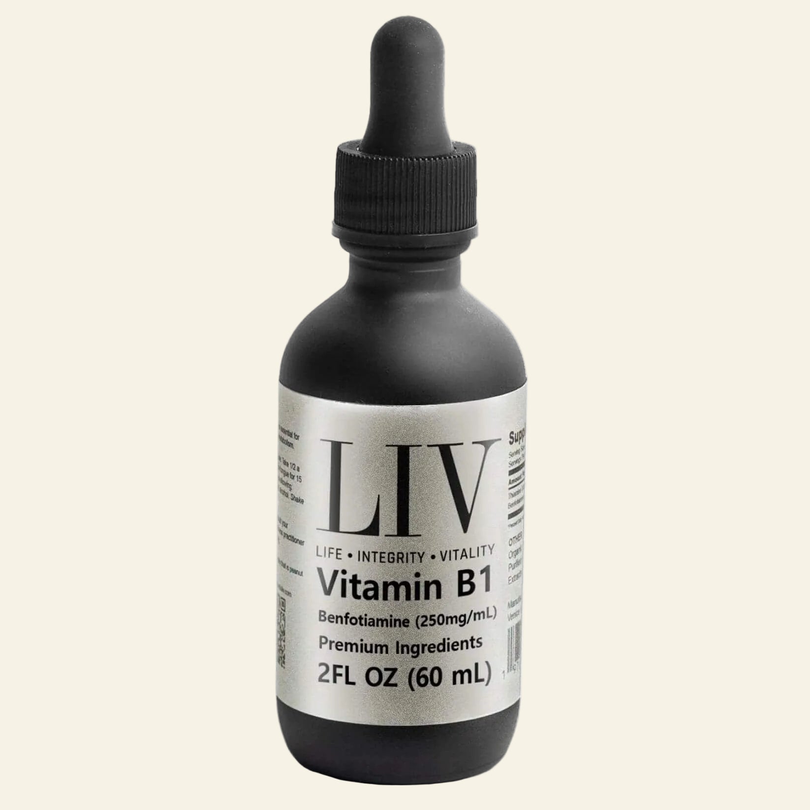 LIV Vitamin B1 Thiamine Liquid Metabolic Booster (Benfotiamine 250mg, 60 servings)
