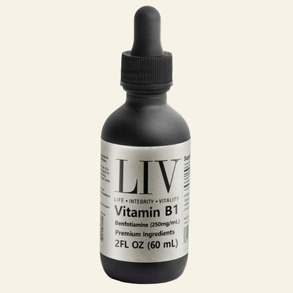 LIV Vitamin B1 Thiamine Liquid Metabolic Booster (Benfotiamine 250mg, 60 servings)