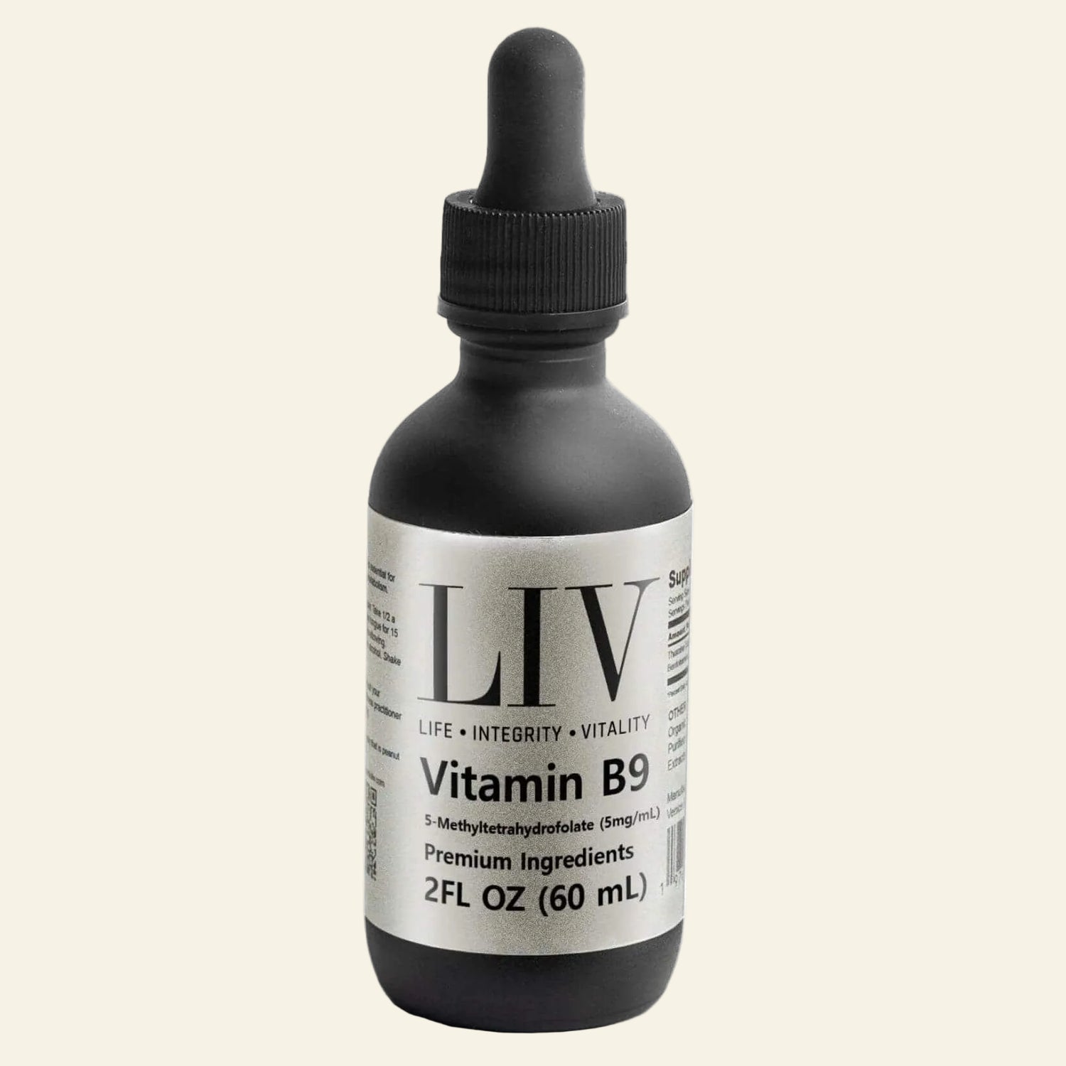 LIV Vitamin B9 Folic Acid Liquid (5-MTHF 5,000mcg, 60 servings)