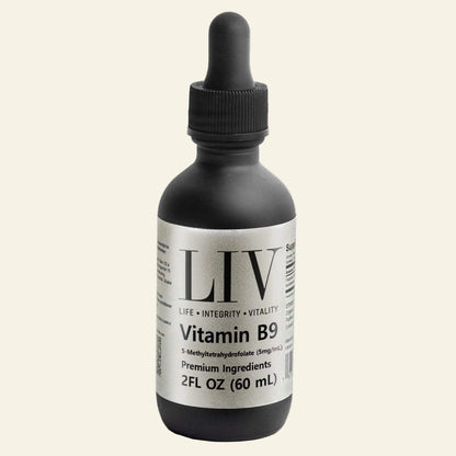 LIV Vitamin B9 Folic Acid Liquid (5-MTHF 5,000mcg, 60 servings)