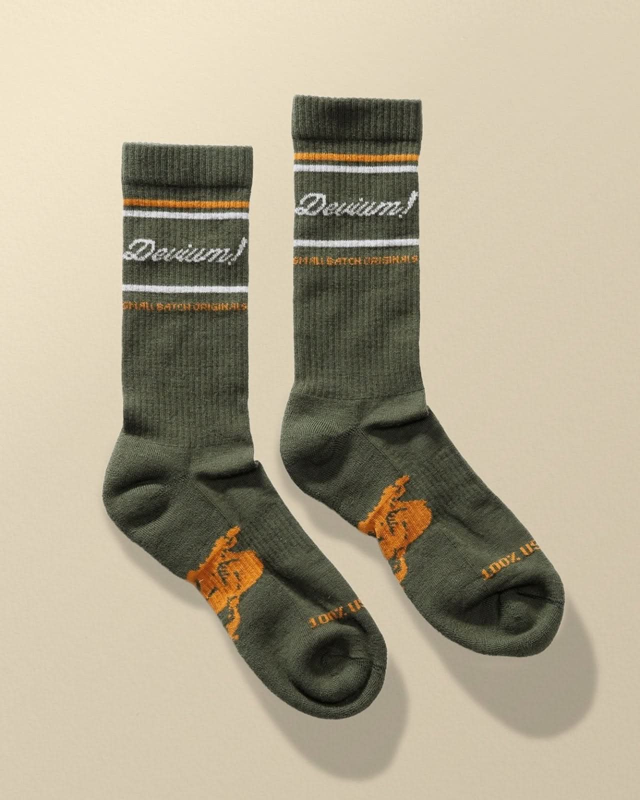 Devium Hats Olive Grey Burnout Merino Sock
