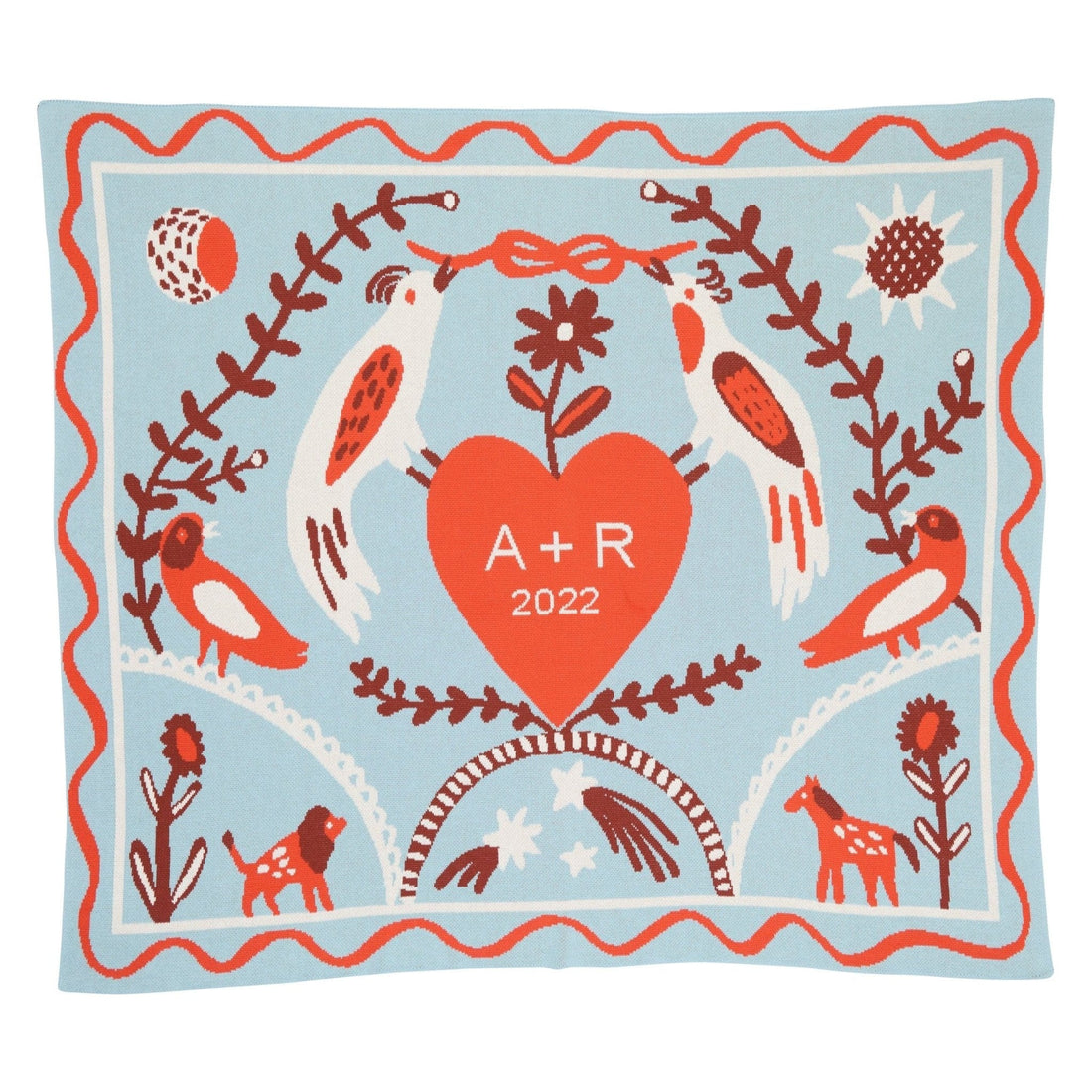 Biquette Throw Blanket Bright Poppy in Organic Cotton Ceremony Throw Blanket