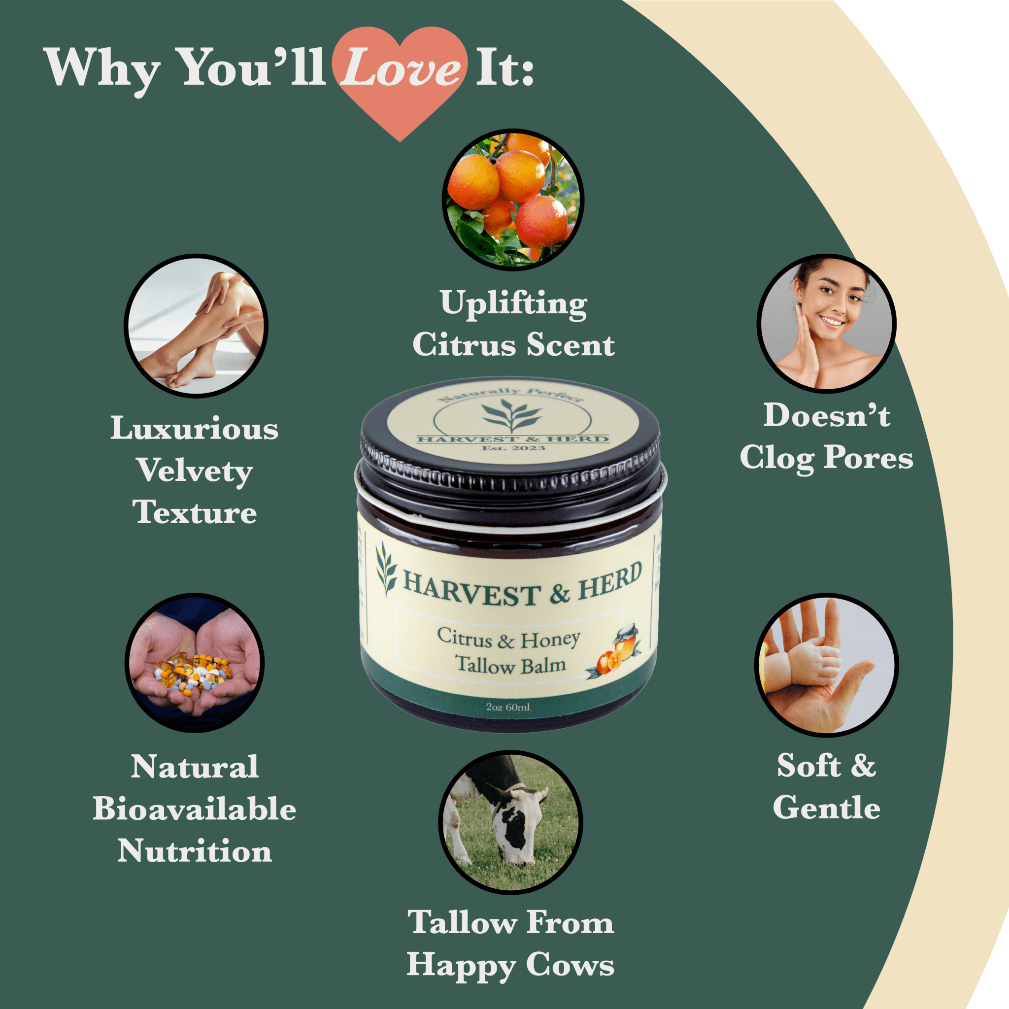 Harvest &amp; Herd Co. Citrus &amp; Honey Tallow Balm