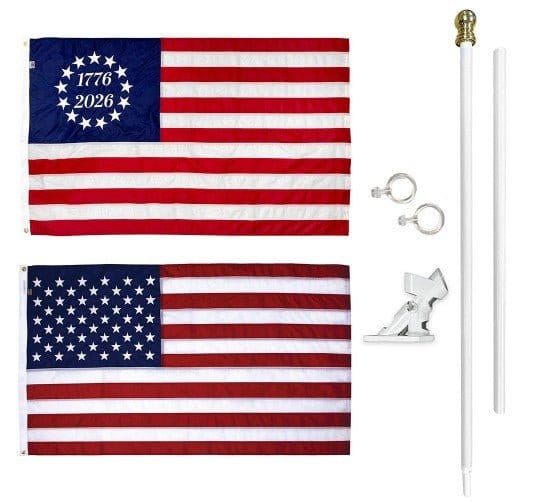 Flags Unlimited Kit w/ Nylon U.S. Flag & Betsy Ross Commemorative America 250 Flag Commemorative Betsy Ross Flag Kit