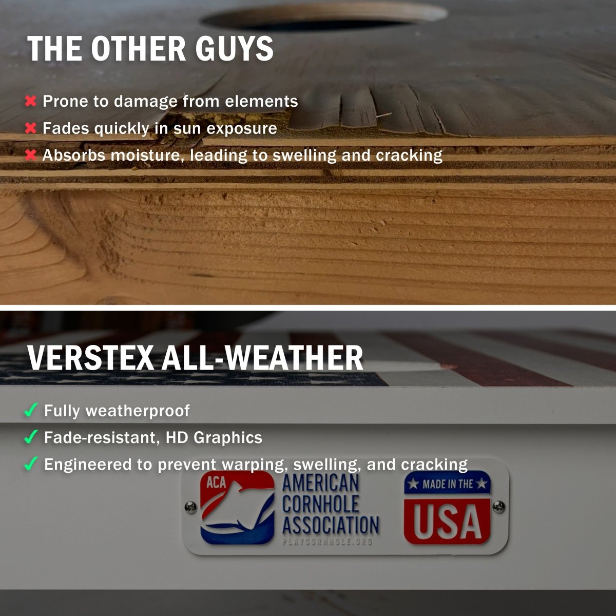 Stonewash American Versatex All-Weather Cornhole Boards