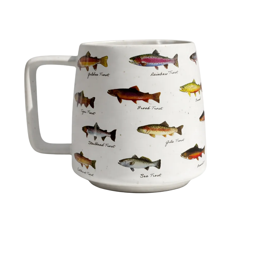 Mug with fish illustrations on a white background