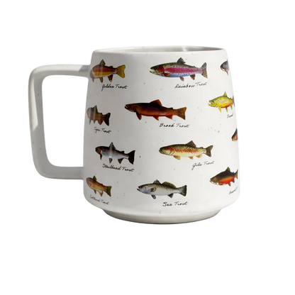 Mug with fish illustrations on a white background