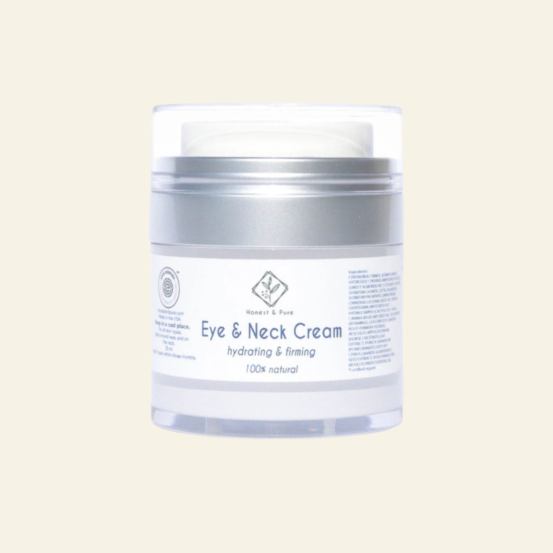Honest &amp; Pure 5 ml airless jar Eye &amp; Neck Cream