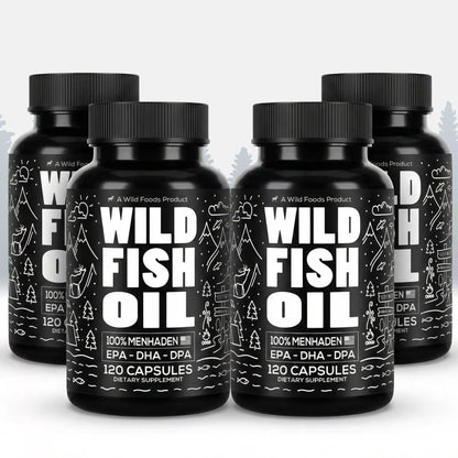 Wild Foods Oils 4x - 480 Caps (Save $16!) Fish Oil Capsules, 60 servings – Omega-3 for Heart Health &amp; Cognitive Function
