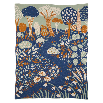 Biquette Throw Blanket Prussian Blue in Egyptian Cotton Garden Throw Blanket