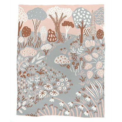 Biquette Throw Blanket Winter Blush in Organic Cotton Garden Throw Blanket