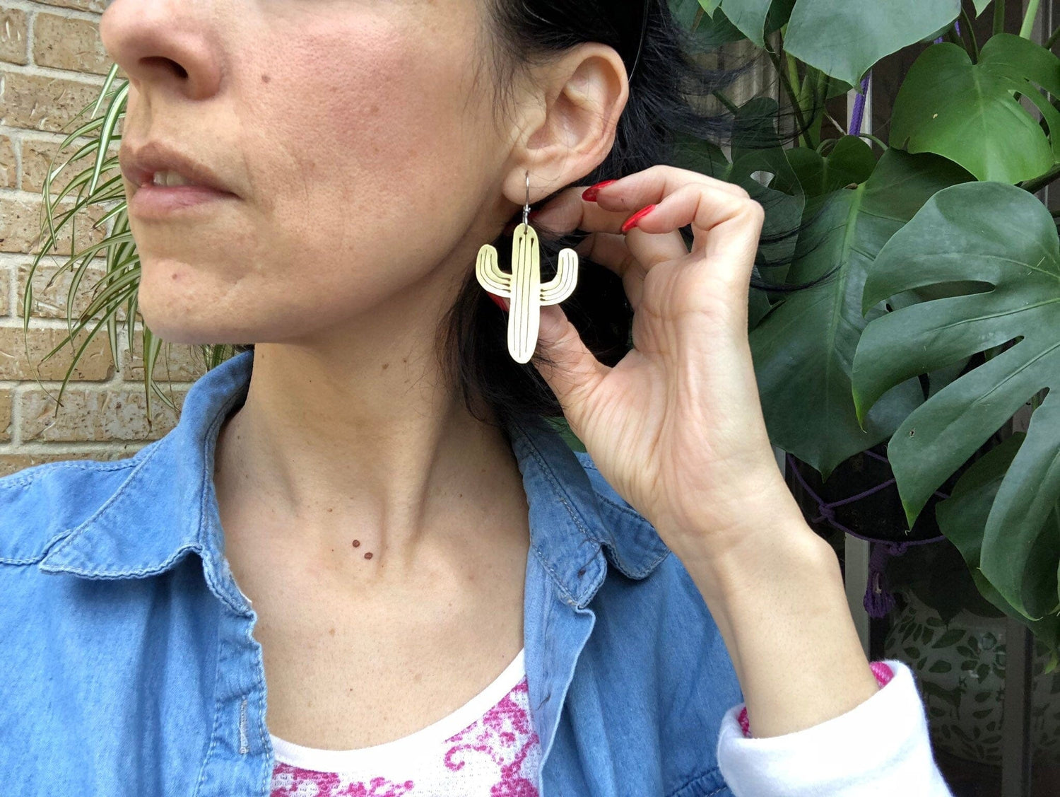 Adriana Soto Joyeria Misc Handmade Saguaro Cactus Earrings: Sawn Metal Jewelry