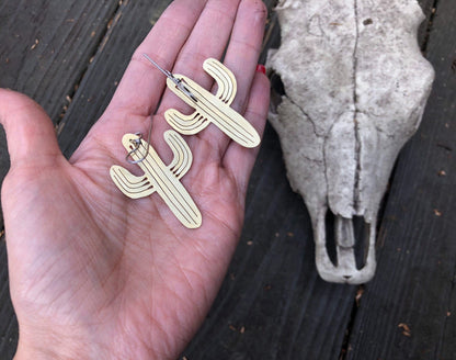 Adriana Soto Joyeria Misc Handmade Saguaro Cactus Earrings: Sawn Metal Jewelry