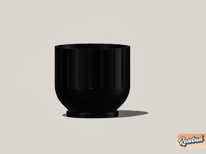 Rosebud HomeGoods Modern Indoor Planter with Drainage – 3D Printed Fluted Plant Pot, Vertical Ribbed Design, Minimalist Decor Accent, Mid-Bubble