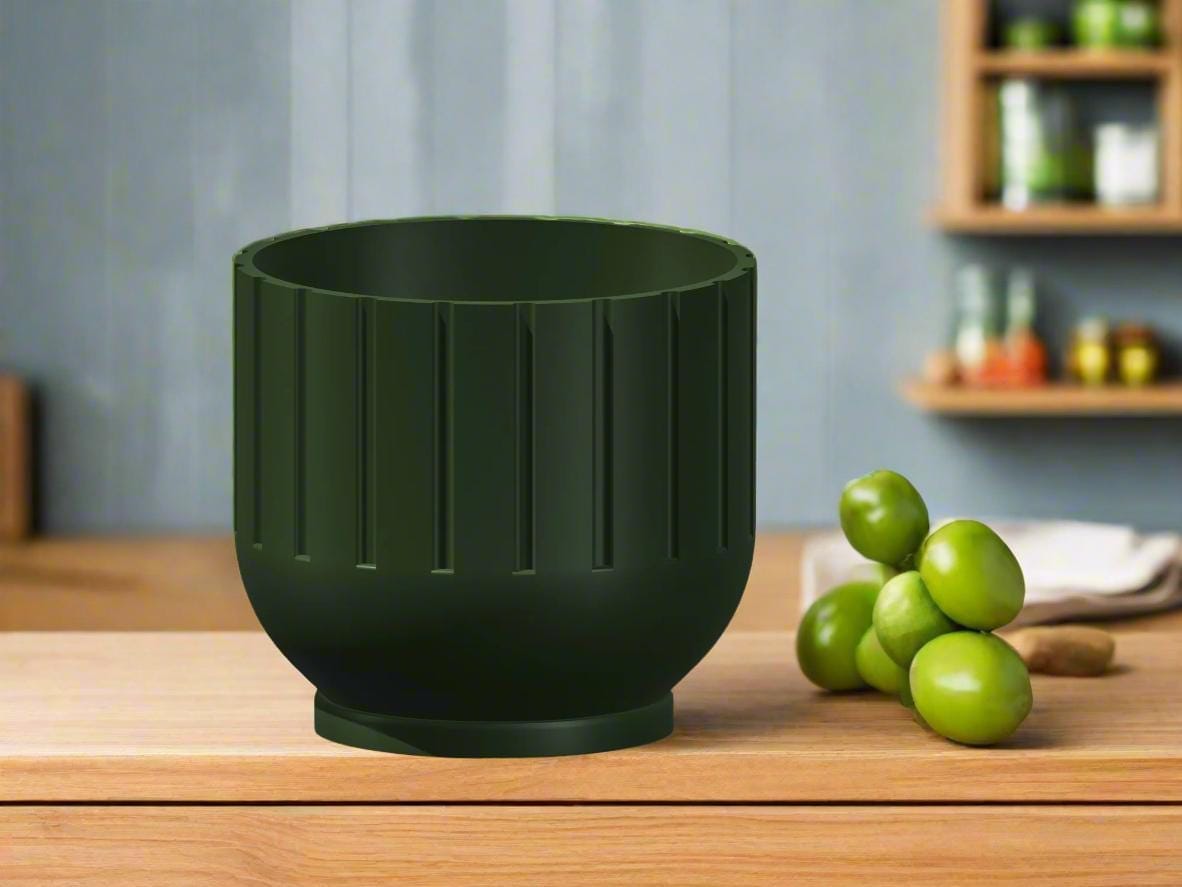 Rosebud HomeGoods Modern Indoor Planter with Drainage – 3D Printed Fluted Plant Pot, Vertical Ribbed Design, Minimalist Decor Accent, Mid-Bubble