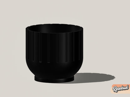 Rosebud HomeGoods Modern Indoor Planter with Drainage – 3D Printed Fluted Plant Pot, Vertical Ribbed Design, Minimalist Decor Accent, Mid-Bubble