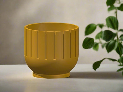 Rosebud HomeGoods Modern Indoor Planter with Drainage – 3D Printed Fluted Plant Pot, Vertical Ribbed Design, Minimalist Decor Accent, Mid-Bubble