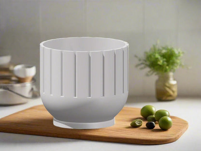Rosebud HomeGoods Modern Indoor Planter with Drainage – 3D Printed Fluted Plant Pot, Vertical Ribbed Design, Minimalist Decor Accent, Mid-Bubble