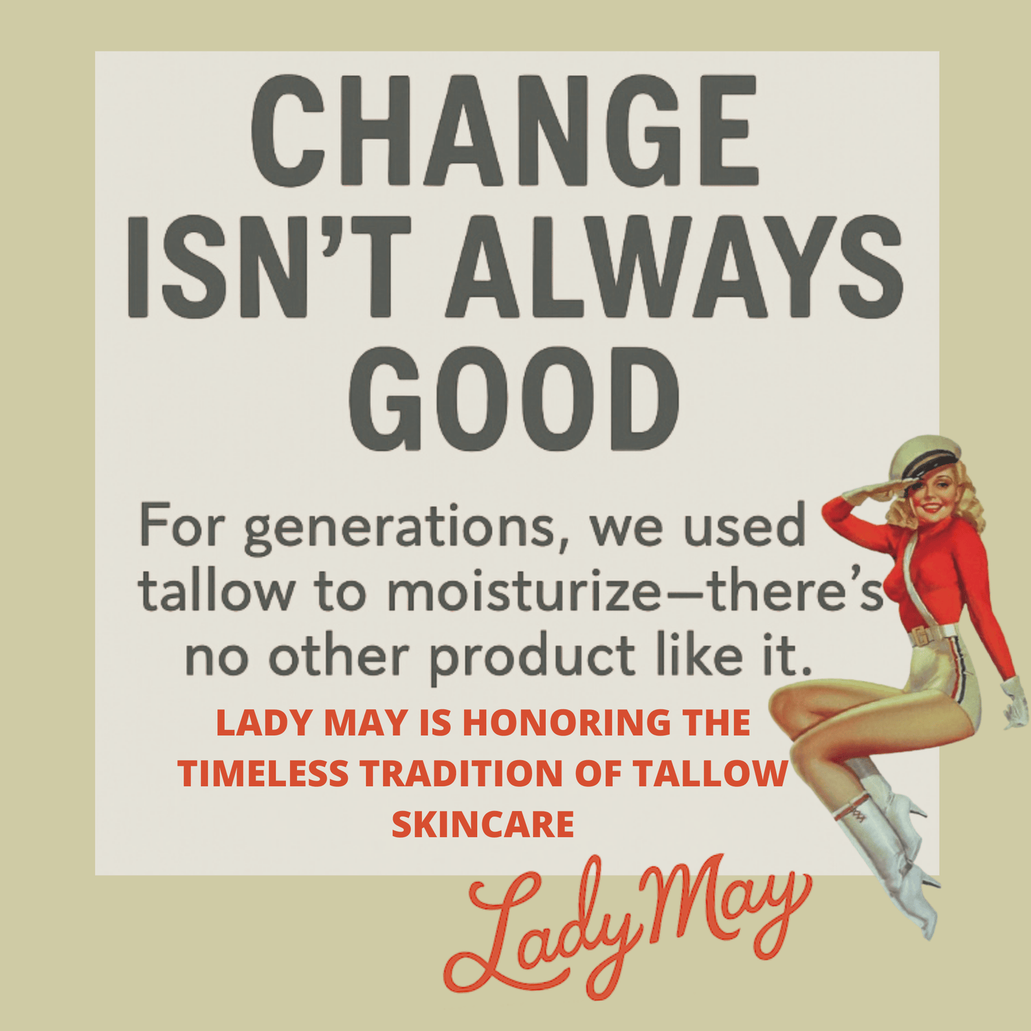 Lady May Tallow Body Cream/Lotion Unscented Whipped Tallow | All Natural Moisturizer Size 2oz-85oz